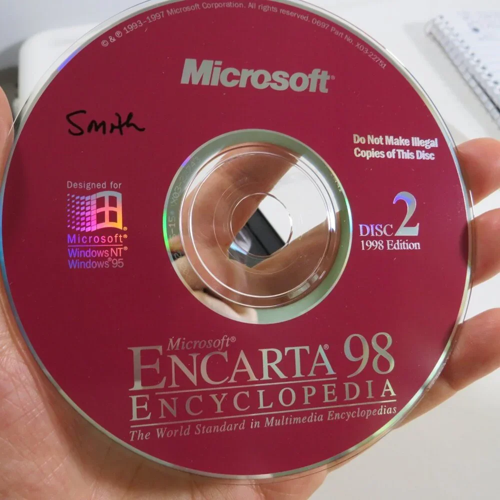 Microsoft Encarta 98 Encyclopedia Computer Game OUT OF DATE SOFTWARE (2 CDs)